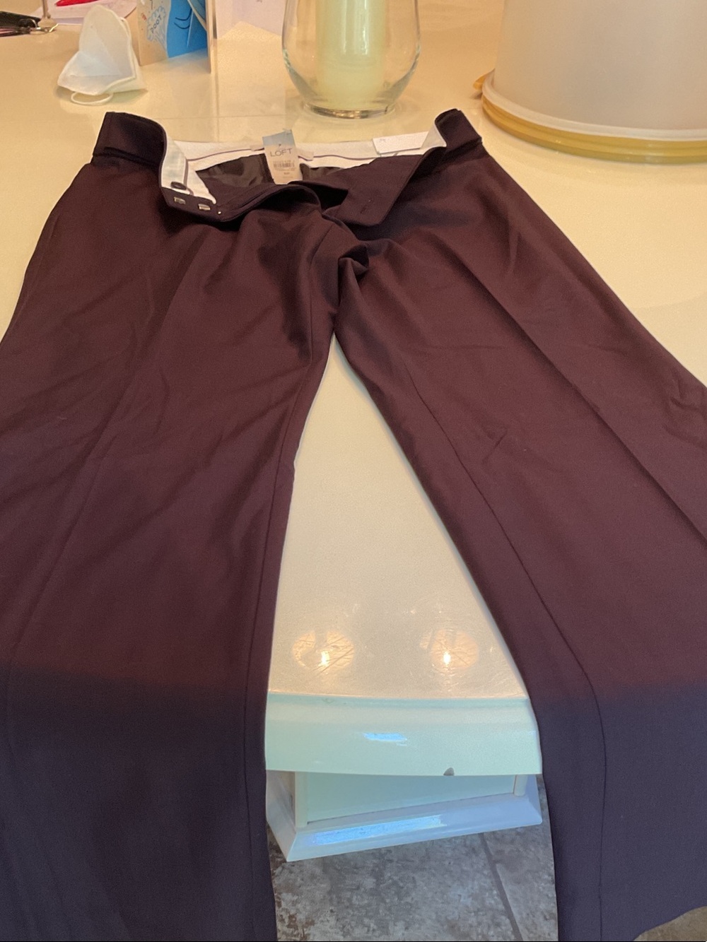 NWT womanLOFT Plum Wide-Leg Dress Pants